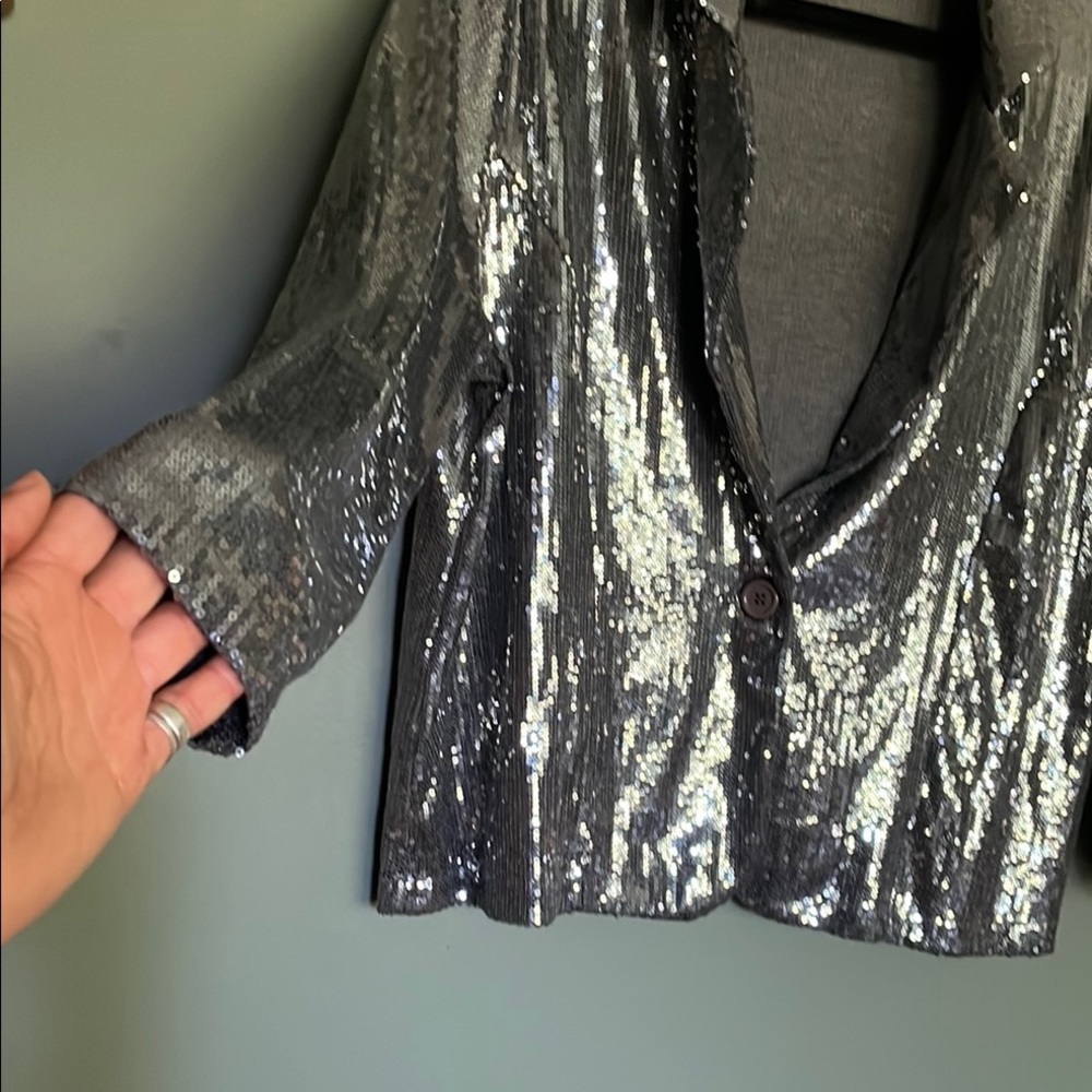 DEB Silver Sequin Blazer Jacket - Picture 8 of 14